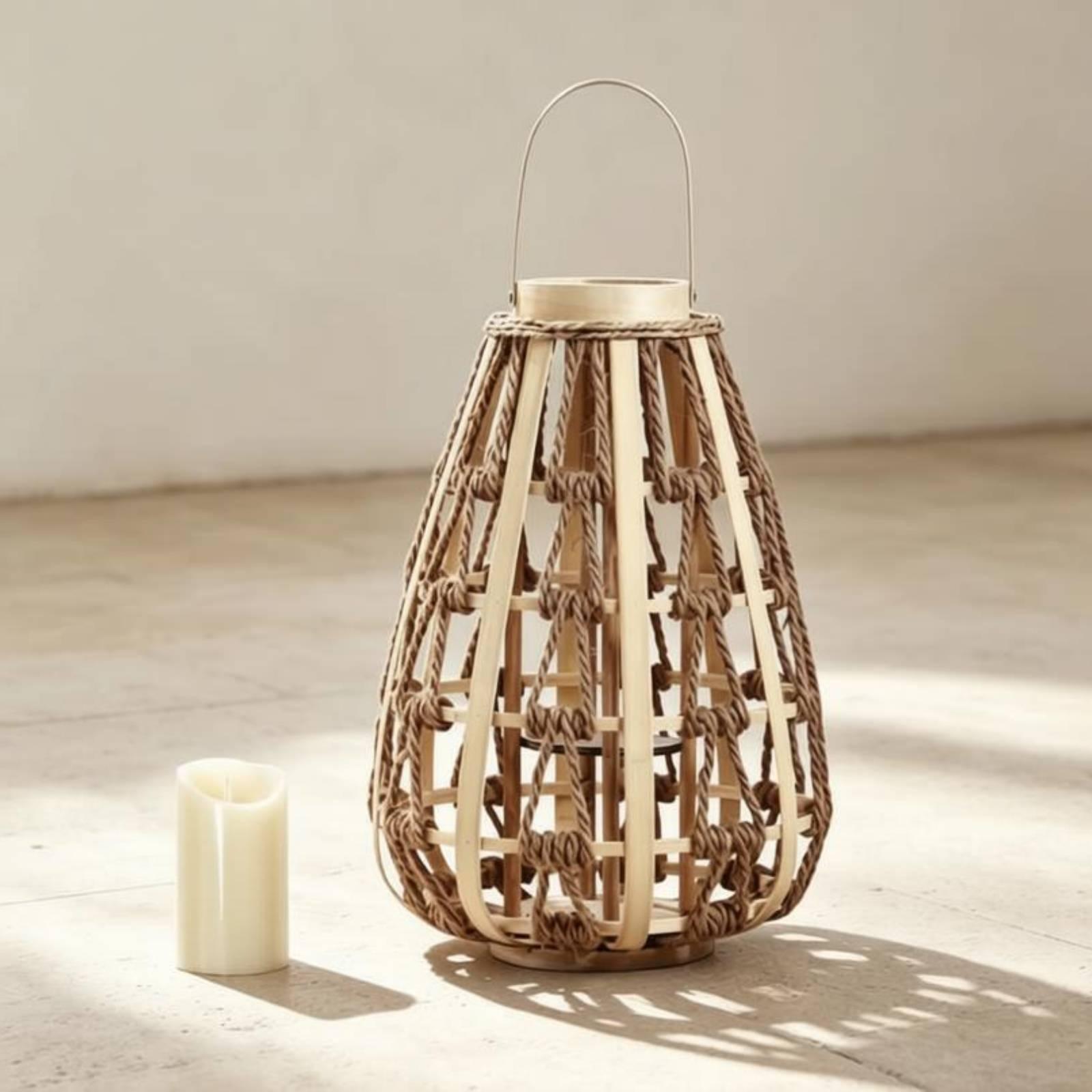 Candle Holder Decor - Lanterne porte-bougie en bois naturel et