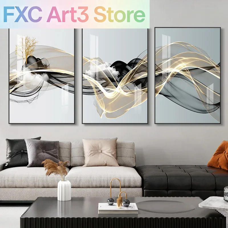 Abstract Canvas Set - Lot de 3 tableaux muraux sans