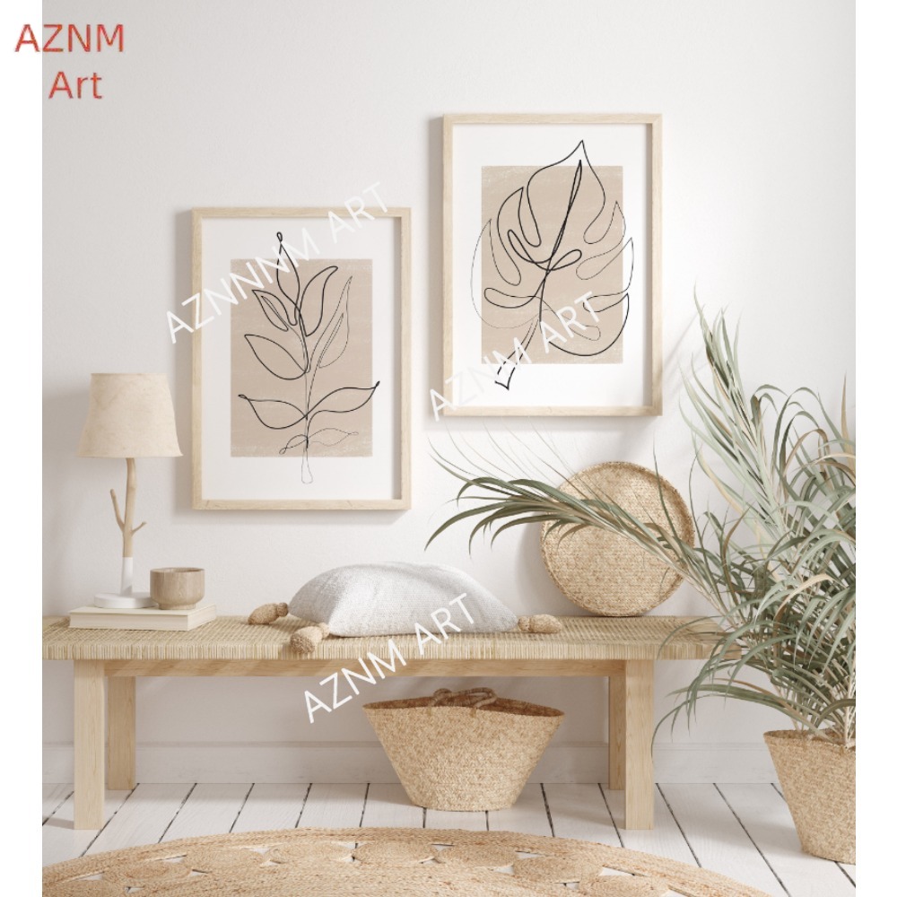 Abstract Canvas Set - Ensemble d'impression d'art de ligne botanique,
